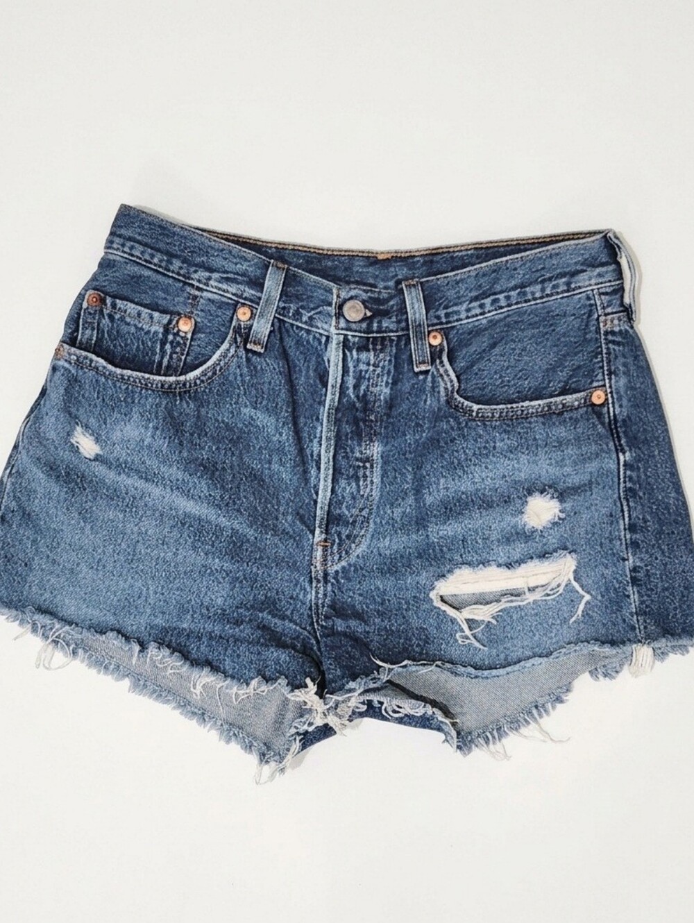 Levi's 501 Original high-rise denim shorts, medium wash, women's size 28
